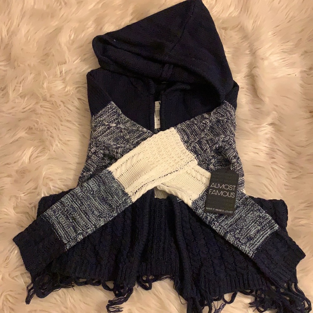 Hooded cardigan navy combo